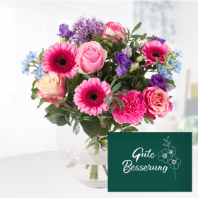 Flower Bouquet Maiblumen + "Gute Besserung" Greeting Card