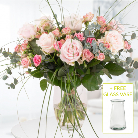 Rose Bouquet Sophia + Free Glass Vase