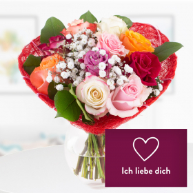 Flower Bouquet Rosenzeit + "Ich liebe dich" Greeting Card