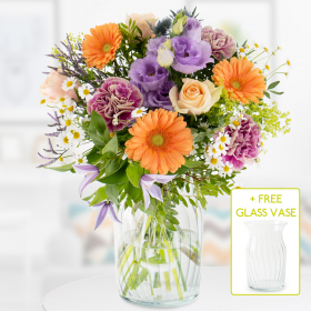 Flower Bouquet Pastellzauber + free glass vase