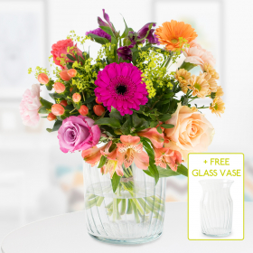 Flower Bouquet Mila + Free Glass Vase