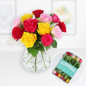 Fresh Letterbox 12 Roses Colorful Mix