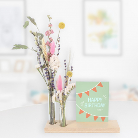 Letterbox Dried Flowers with "Happy Birthday" Card